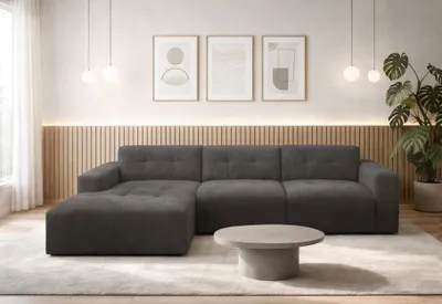 Produktbild von AX LIVING Couch in L Form Corlu Sofa Dunkelgrau für Wohnzimmer 310cm L