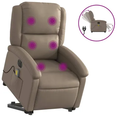 Image de vidaXL Fauteuil de massage avec releveur électrique Cappuccino similicuir