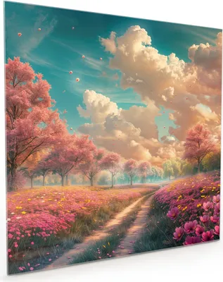 Produktbild von Küchenrückwand Spritzschutz Glas mit Motiv Blühender Weg 40 x 40 cm