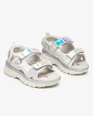 Produktbild von Weiß-silberne Kinder-Sandale mit bunten Einsätzen Murino - Footwear, Größe 30