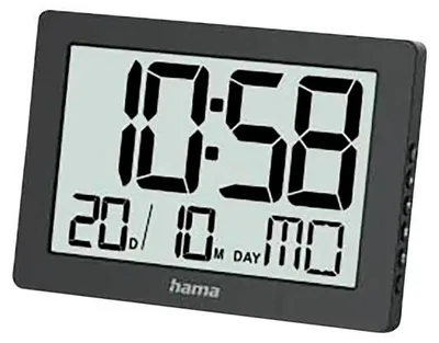 Produktbild von Hama 00222230, Wand/Tisch, Digitale Uhr, Rechteck, Schwarz, Akku, 180 mm