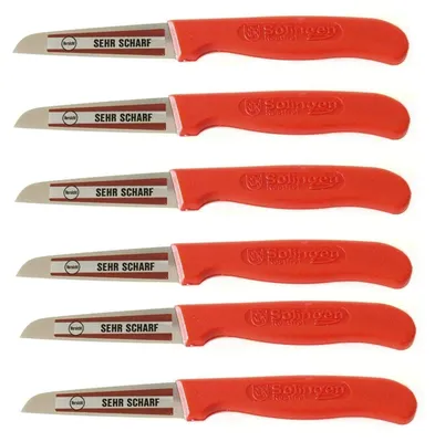 Produktbild von NEUSTANLO Schälmesser Set 6 Stück | extra scharfes Kartoffelschälmesser | Küchenmesser mit rostfreier Klinge | ideal zum Schälen von Obst & Gemüse | ergonomischer Griff | Rot