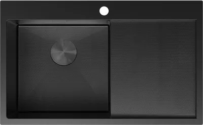 Produktbild von Mexen Exar Edelstahlspüle 1-beckig mit Abtropffläche links 780 x 480 mm, schwarz HC - 6433781010L-70HC