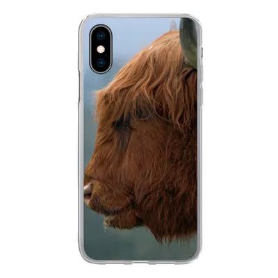 Produktbild von MuchoWow® Handyhülle Schutzhülle Hülle für iPhone X Schottische Highlander - Tiere - Nebel Silikon Softcase Handy Hülle - Handyhülle