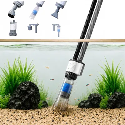 Productafbeelding van Elektrische aquariumstofzuiger - 30 W - mulmzuiger en grindreiniger met pomp - verstelbaar 36-90 cm