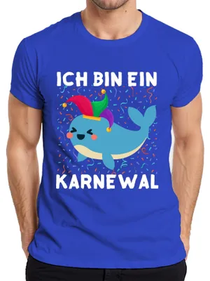 Produktbild von Ich bin ein Karnewal Karneval Wal Narr Konfetti Lustig Geschenk Herren T-Shirt, Blau, L