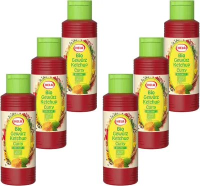 Produktbild von 6x 300 ml Hela Ketchup Curry delikat Gewürzketchup Flasche Ketchupflasche