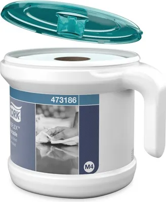 Produktbild von Handtuchspender Reflex tragbar weiß/türkis - Starterpack inkl. 1 Rolle Packung mit 120 Stück