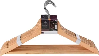 Zdjęcie produktu dla Zestaw 6 wieszaków Koopman-Storage Solution, drewno, 44x23x1,5 cm, kremowy
