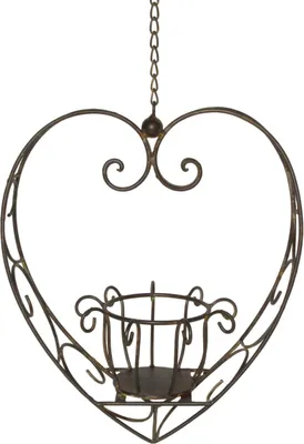 Produktbild von Blumenampel Herzform Metall Rostfarben 32x19x36 cm witterungsbeständig mit 50 cm Kette