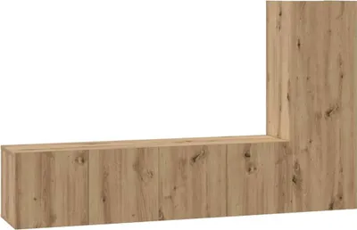 Image de Ensemble de 3 meubles TV vidaXL, style artisanal, en bois stratifié imitation chêne