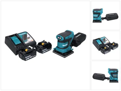 Produktbild von Makita DBO 480 RF Akku Schwingschleifer 18 V 112 x 102 mm + 2x Akku 3,0 Ah + Ladegerät
