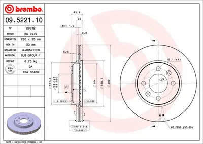 Produktbild von BREMBO Bremsscheiben (2 Stück) Vorderachse 09.5221.10