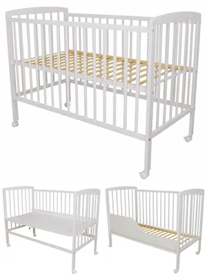 Łóżeczko 120x60(66) dostawne 3w1 Matylda z gryzakami kolor biały – zdjęcie produktu 1