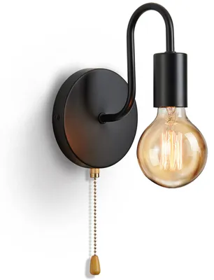 Wandlamp E27 Schwarz Retro Metall dimmbar 40 W