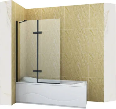 Produktbild von Silla | Duschabtrennung - 100x150 cm - 2 Teilig Faltwand - Duschwänd für Badewannen - Schwarz - Badewannenaufsatz