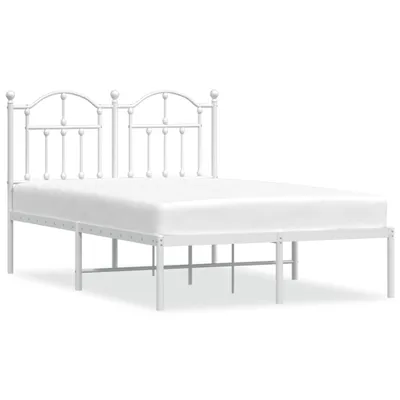 Image de vidaXL Cadre de lit avec tête de lit en métal blanc 120x190 cm