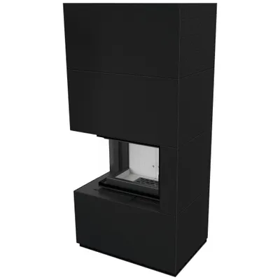 Produktbild von Kamineinsatz KRATKI FLOKI links 8 kW Ø 160 Bausatz Granit-Paneele ZIMBKRATKI ABWE NERO