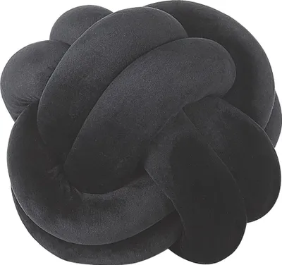 Zdjęcie produktu dla BELIANI Poduszka dekoracyjna czarna welurowa supeł 20 x 20 cm akcesoria salon sypialnia
