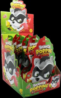 Produktbild von Display Komplett Rockooon Popping Candy Strawberry Watermelon 15 Beutel