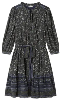 Produktbild von SPRINGFIELD Damen Short Dress with Collar Frill and Belt Kleid mit Kragen, blau,