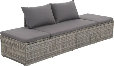 Produktbild von Gartenbett Grau 195×60 cm Poly Rattan