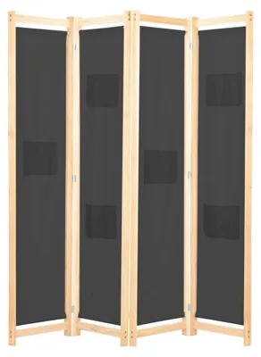 Produktbild von 4-teiliger Raumteiler, Paravent, grau 160 x 170 x 4 cm