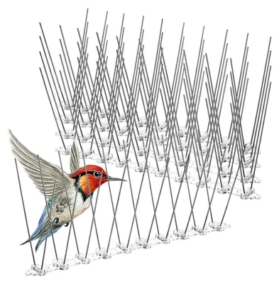 Produktbild von 5 Edelstahl Vogelabwehrstreifen 25 cm mit 20 Spikes für Garten, Balkon und Terrasse