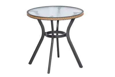 Produktbild von Merxx Ravenna Gartentisch, rund 70 cm, Natur, Aluminium/Kunststoffgeflecht