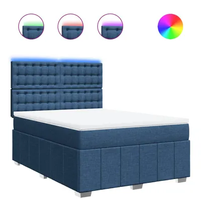 Produktbild von Boxspringbett mit Matratze Blau 140x200 cm Stoff
