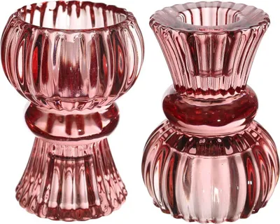 Produktbild von Wendbarer Kerzenhalter aus Glas, Größe Ø6 x H.8, in vielen Farben wählbar , Farbe:Rot