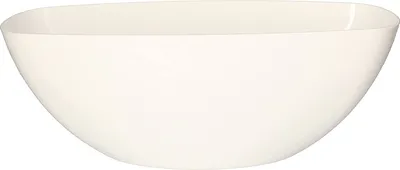 A white elliptical bowl, likely a planter, is shown against a white background.