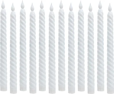 Obrázek produktu pro Led Stick Candles White Set of 12, Led Candles Flickering Flame, 25x2cm Battery Operated Flameless Candles Vánoce Narozeniny Kostel Svatební dekorace