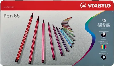 Produktbild von Premium-Filzstift - STABILO Pen 68 - 30er Metalletui - mit 30 verschiedenen Farben