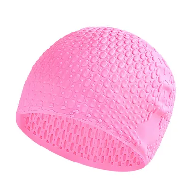 Produktbild von Damen und Herren Silikon Badekappe, Elastische Rutschfest Weiche Schwimmhaube, Rosa