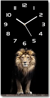 Produktbild von Wanduhr aus Glas – 30x60 cm - Glasbild - Glasuhr - Gehärtetes Glas -Porträt eines Löwen