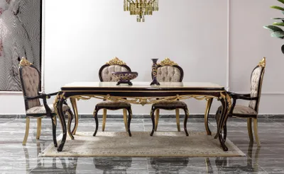 Produktbild von Essgruppe Essecke Esszimmer Esstisch Stühle Holz 9tlg Braun Barock