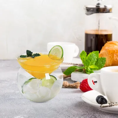 Produktbild von Wiederverwendbares Weinglas aus Glas mit Fuß, kreatives Cocktail-Trinkglas für Party und Haushalt