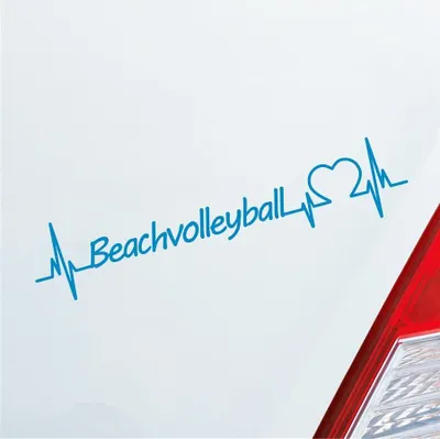 Produktbild von Auto Aufkleber Beachvolleyball Herzschlag Strand Ballsport Sport Liebe 19x4 cm Hellblau Sticker Heckscheibenaufkleber