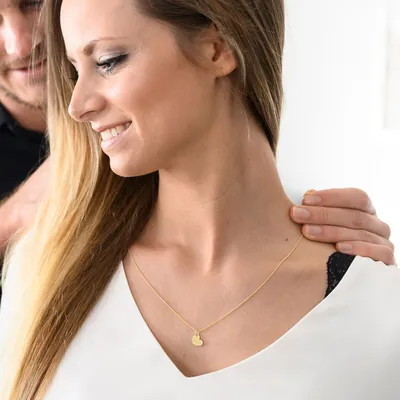 Produktbild von MATERIA by Matthias Damen Herz Kette mit Anhänger Gravur Gold 925 Silber 42-45cm verstellbar mit Geschenk-Box KA-442
