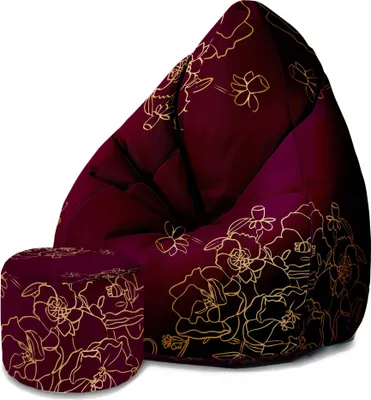 Obrázek produktu pro Dreamroots sedací vak 80x80x120cm sedací vak s opěradlem a stoličkou a potahem Sedací polštář Podlahový pytel Bubibag sedací vak Gold Roses