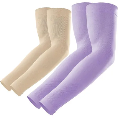 Obrázok produktu pre Rukávy na ochranu pred slnkom, dámske/pánske, UPF 50+ (ochrana pred UV žiarením), chladivé, 2 páry, béžová, fialová