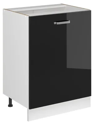 Image de Meuble bas de cuisine Vicco R-Line Noir Haute brillance/Blanc 60cm avec 1 porte sans plan de travail, Model 72134