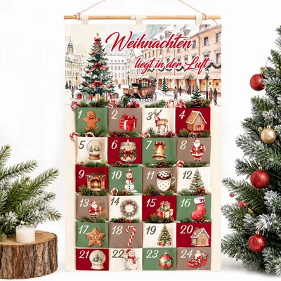 Adventskalender zum Befüllen, 24 Taschen, 97 x 62 cm, Canvas
