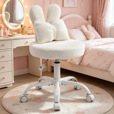 Produktbild von FCH Kaninchenohren-Design Drehstuhl, Homeoffice Stuhl, Kinder Schreibtischstuhl kinderschreibtischstuhl Jungendstuhl Hasenohr360°, weiß