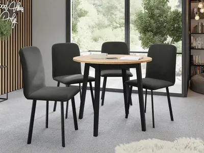 Obrázek produktu pro Malý kulatý jídelní stůl 90 cm DIAMENT 2 - dub kraft zlatý / černý