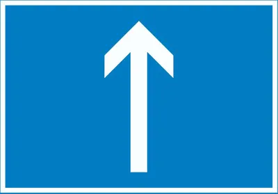 Produktbild von Richtungspfeil hoch Schild waagerecht weiss blau Pfeil A0 (841x1189mm)
