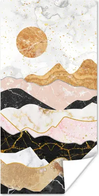Produktbild von MuchoWow® Poster Marmor - Gold - Pastell 60x120 cm - Wandschmuck
