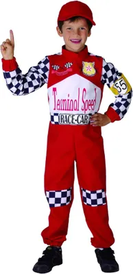 Produktbild von Formel 1 Rennfahrer Kostüm für Kinder schwarz-weiss-rot M 7-9 Jahre (120-130 cm)