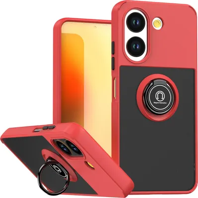 Immagine prodotto di Custodia per ZTE Blade A34/Blade A54 custodia in TPU traslucido opaco con supporto ad anello e supporto Rosso